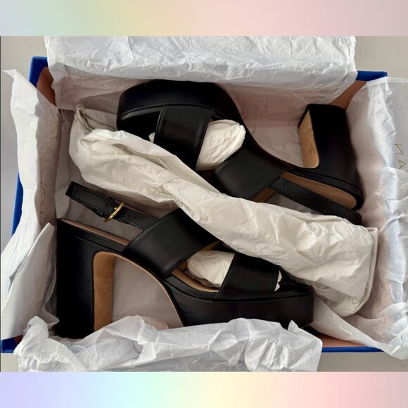 Stuart Weitzman “Ono” Black Calf Leather Platform Sandals – Size 38 / US 7.5 - Picture 1 of 12